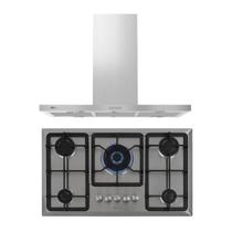 Kit Infinity Fischer: Coifa Ilha e Cooktop a Gás 5B Inox