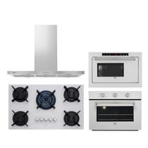 Kit Infinity Fischer: Forno Branco Coifa ilha e Cooktop 5B e Micro-ondas
