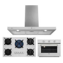 Kit Infinity Fischer: Forno Elétrico Branco Coifa 90 cm e Cooktop 5B