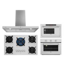 Kit Infinity Fischer: Forno Elétrico Branco Coifa Cooktop 5B Micro-ondas