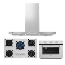 Kit Infinity Fischer: Forno Elétrico Branco Coifa Ilha e Cooktop 5B