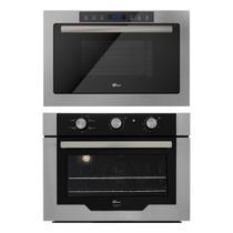 Kit Infinity Fischer: Micro-ondas Touch Inox Grill e Forno com Air Fryer 50L Kit Infinity Fischer: Micro-ondas Touch Inox Grill e Forno com Air Fryer 50L