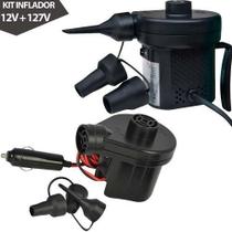 Kit Inflador Bomba De Ar Nautika Elétrico 220v + 12v 3 Bicos