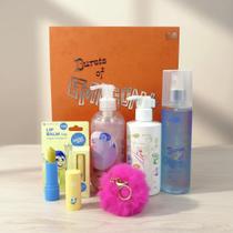 Kit influencer body splash + hidratante + sabonete + pompom