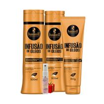 Kit Infusão de Óleos Shampoo + Condicionador 300ml + Leave In 150g + Presente Lourre 15ml Kit Infusão de Óleos Shampoo + Condicionador 300ml + Leave In 150g + Presente Lourre 15ml
