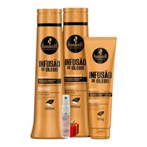 Kit Infusão de Óleos Shampoo + Condicionador 500ml + Leave In 150g + Presente Lourre 15ml Kit Infusão de Óleos Shampoo + Condicionador 500ml + Leave In 150g + Presente Lourre 15ml