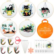 Kit inicial de bordado Crowye com padrões e detalhes de gato preto