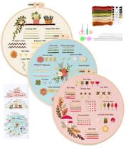 Kit inicial de bordado JOINRUN para bricolage para iniciantes com 3 conjuntos Kit inicial de bordado JOINRUN para bricolage para iniciantes com 3 conjuntos