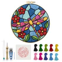 Kit inicial de bordado Punch Needle INFUNLY Dragonfly Flower