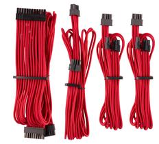 Kit inicial de cabos PSU Corsair Premium com capa individual em vermelho