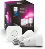 Kit inicial de luz inteligente Philips Hue com ponte e 2 lâmpadas
