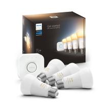 Kit inicial de luz inteligente Philips Hue com ponte e 4 lâmpadas