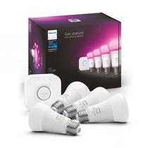 Kit inicial de luz inteligente Philips Hue com ponte e 4 lâmpadas