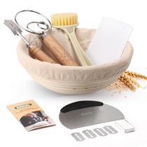 Kit inicial de massa fermentada Koackl com cesta redonda Banneton de 23 cm Kit inicial de massa fermentada Koackl com cesta redonda Banneton de 23 cm