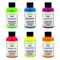 Kit inicial de pintura em couro Angelus Neon 118 ml, pacote com 6 unidades Kit inicial de pintura em couro Angelus Neon 118 ml, pacote com 6 unidades