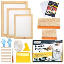 Kit inicial de serigrafia Caydo, 23 peças com moldura de madeira