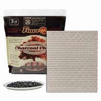 Kit Inicial FlavrQ com Cavacos de Carvão de Bordo e Grade de Aço Kit Inicial FlavrQ com Cavacos de Carvão de Bordo e Grade de Aço