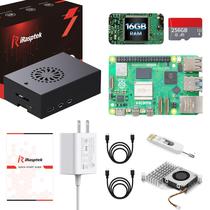 Kit inicial iRASPtek para Raspberry Pi 5 16 GB de RAM com sistema operacional de 256 GB
