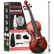 Kit inicial para iniciantes Violin Pyle em tamanho real com estojo e laço