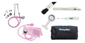 Kit Iniciante De Enfermagem 7 Peças Esfigmo, Rappaport, Garrote, Lanterna Bioland, Termometro, Relogio Lapela, Estojo