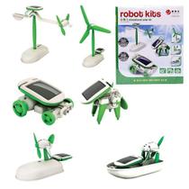 Kit iniciante educacional montagem de robo solar 6 em 1 robotica carro aviao geek crianca - MAKEDA