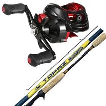 Kit Iniciante Na Pesca Com Carretilha 19 Rolamentos Vara Topaz Carbono