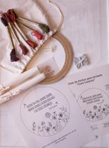 Kit iniciante para aprender bordado livre com risco (desenho) - 5 meadas tons terrosos