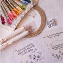 Kit iniciante para aprender bordado livre com risco desenho