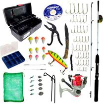 Kit Iniciante Pescaria 1 Vara 1 Molinete Com Linha