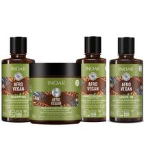 Kit Inoar Afro Vegan - Shampoo Condicion Mascara E Leave-In