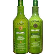Kit Inoar Argan Hidratante Antioxidante Vitamina E Protege fio contra Agressões externas Sem Sal parabenos Low Poo Shamp
