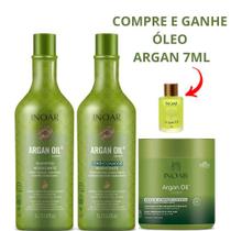 Kit inoar argan oil shampoo hidratante 1l/condicionador hidratante 1l/ máscara de hidratação500g/