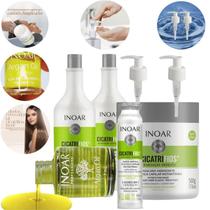 Kit Inoar CicatriFios: Shampoo, Condicionador e Máscara para Tratamento Completo de Cabelos Danificados e Ressecados