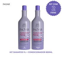 Kit Inoar Hyaluronic Force Shampoo 1L + Condicionador 800ML Kit Inoar Hyaluronic Force Shampoo 1L + Condicionador 800ML