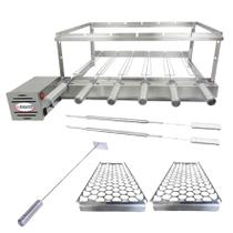 Kit Inox 6 Espetos - Brasa Grill + 4 Grelhas Auxliares + 2 Espetos Picanha