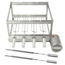 Kit Inox Churrasqueira Gira 4 Espetos Giratório Brasa Grill + 2 Espetos Picanha