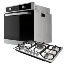 Kit Inox Cooktop a Gás 5 Bocas e Forno de Embutir 74L Kit Inox Cooktop a Gás 5 Bocas e Forno de Embutir 74L