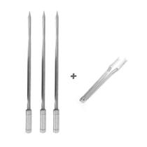 Kit Inox Espeto Espada 50cm E Pegador De Carnes, Churrasco