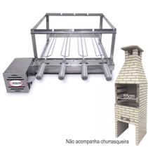 Kit Inox Giratório Gira 4 Espetos Esquerdo para Churrasqueira Pré Moldada 55cm Espaço - Brasa Grill