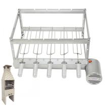 Kit Inox para Churrasqueira Pré Moldada 65cm - 5 Espetos Giratório - Brasa Grill