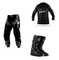 Kit Insane In Black 3 Itens Camisa Calça e Bota (Camisa M Calça 38 Bota 41)
