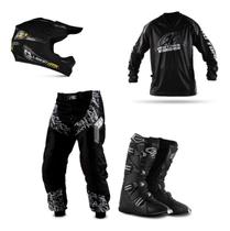 Kit Insane In Black 4 Itens Capacete 58 Camisa G Calça 44 Bota 43