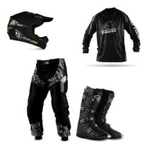 Kit Insane In Black 4 Itens Capacete 58 Camisa Gg Calça 50 Bota 42