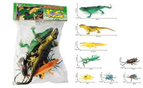 Kit Insetos E Lagarto Brinquedo De Borracha Formiga Grilo