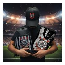 Kit Inspirado No Corinthians Boné + Mochila + Necessaire - Preto