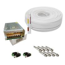 Kit Instalação 4Câmeras +Fonte10A- 30 Conectores eCabo100M