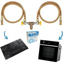 Kit Instalação Cooktop Forno Mangueiras 2,00Mt Gás Encanado