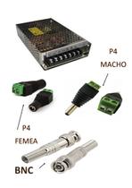 Kit instalação de 4 Cameras c/ 12 conectores e Fonte 10a