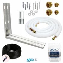 Kit instalação de ar condicionado split 7000/9000btu -com 3 metros 3/8-1/4 com suporte condensadora