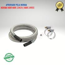 Kit Instalação Mangueira Gás 5,00m + 2 Abraçadeira Fogão